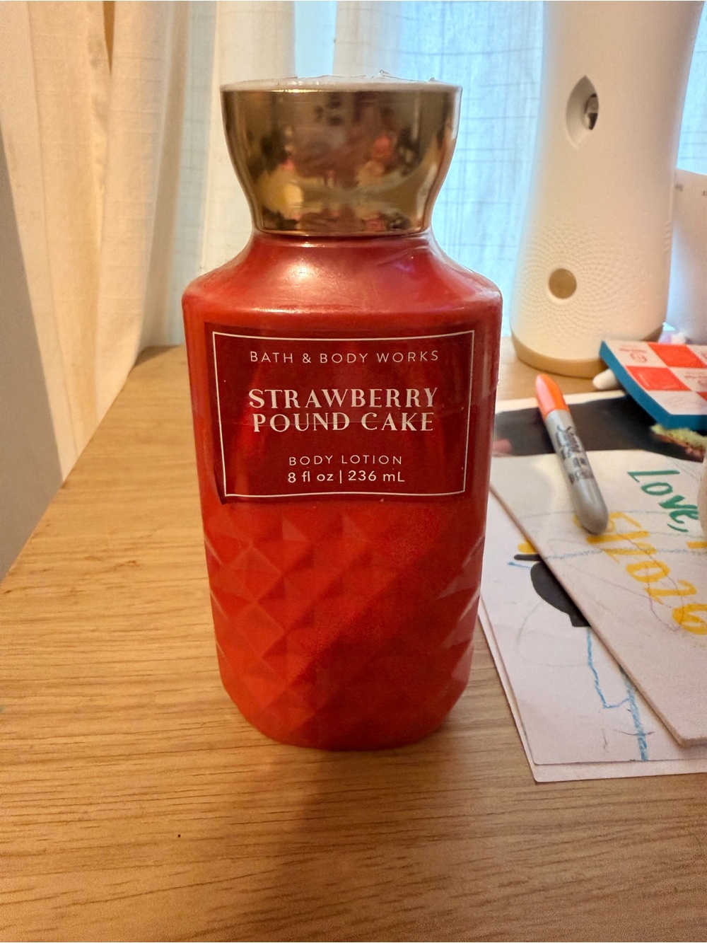 Bath & Body Works Strawberry Pound Cake Lotion - Red with Gold Cap